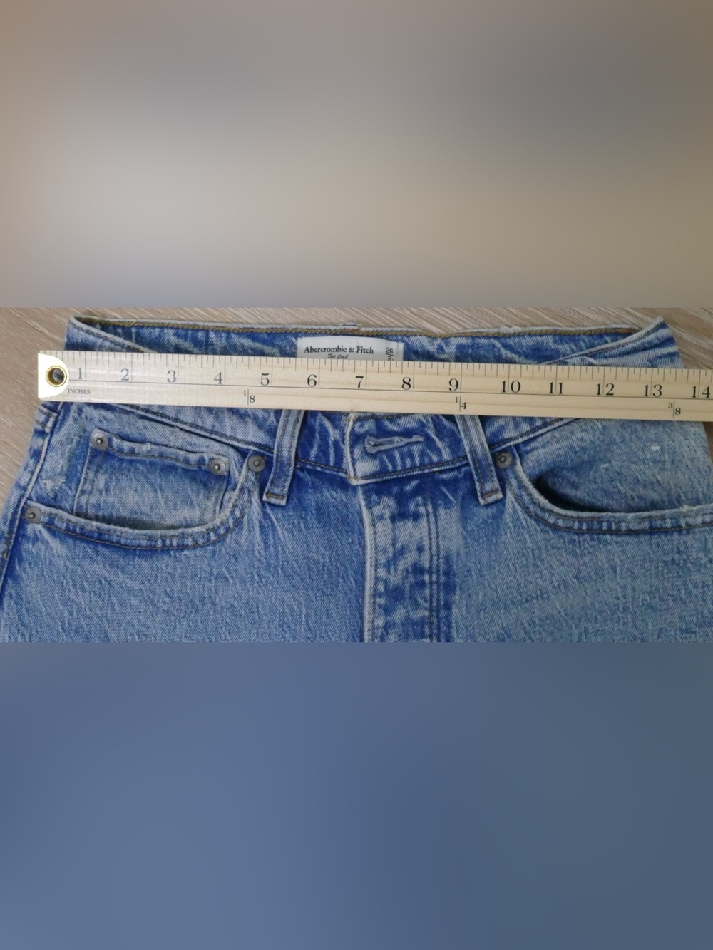 Abercrombie & Fitch The Dad High Rise Button Fly Jean 26 Light Wash Straight Leg - Picture 6 of 9